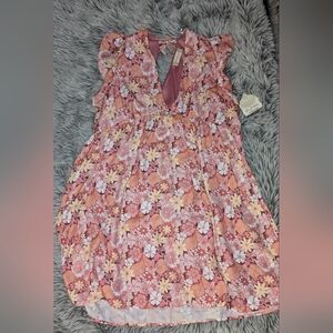 Altar'd State Babydoll Pink Floral Bohemian Coquette Low Cut 70